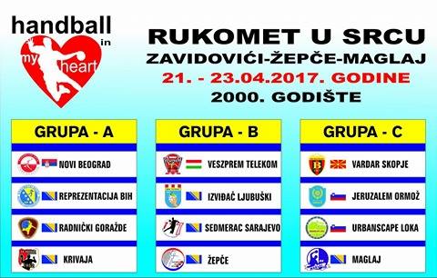 Zvanične grupe 4. Međunarodnog rukometnog turnira Zavidovići – Žepče – Maglaj 2017. RUKOMET U SRCU u kategoriji 2000. godište